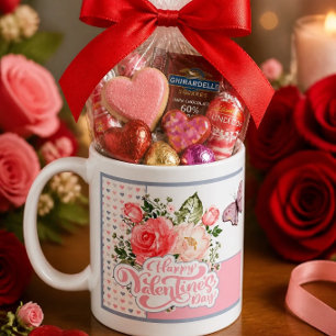 Schöne Flora und Schmetterling Valentinstag Kaffeetasse