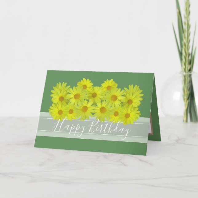 Schöne Floral Bouquet Yellow Daisies Geburtstag Karte (Vorderseite)