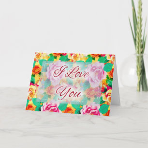 Schöne Floral D7 Ich liebe Dich Grußkarte Karte