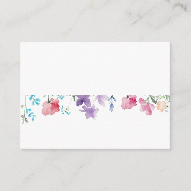 Schöne Floral Watercolor Wedding DIY Platzkarte (Vorderseite)