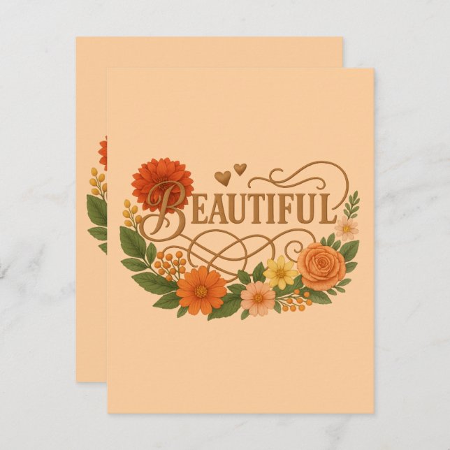 Schöne Florale Antwortkarte | Elegantes Gold RSVP Karte (Vorne/Hinten)