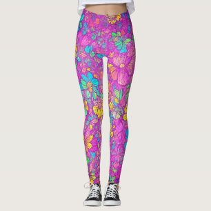 Schöne florale bunte rosa Boho-Hippie-Muster Leggings