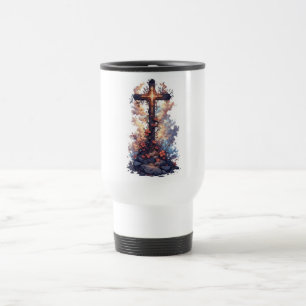 Schöne florale christliche Kreuz-Reisetasche Reisebecher