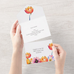 Schöne florale Faltüberlappung All In One Einladung