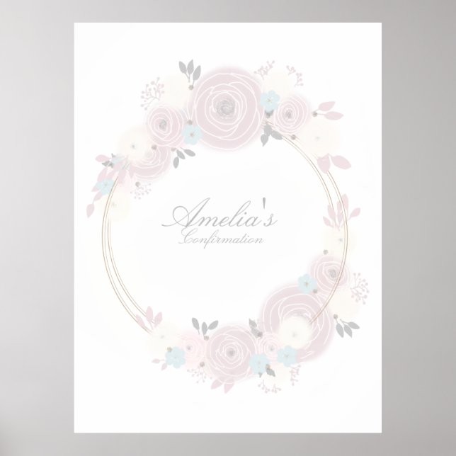 Schöne florale Konfirmations-Eingangsschilder nach Poster (Vorne)