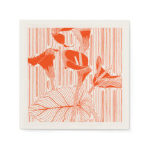 Schöne florale Linienkunst mit orangefarbenen Pfla