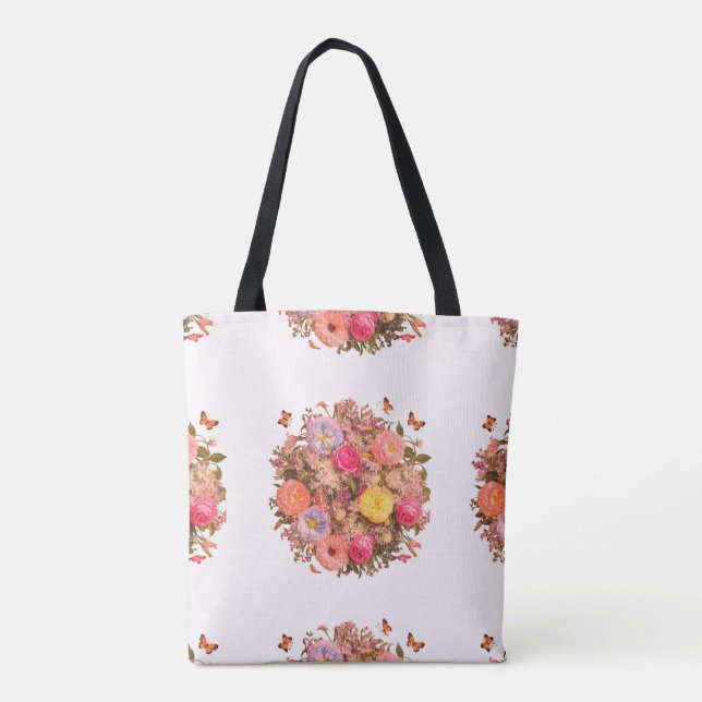Schöne florale Muster Tote Tasche (Rückseite)