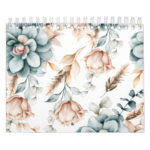 Schöne florale nahtlose Muster mit Vintage Kalender