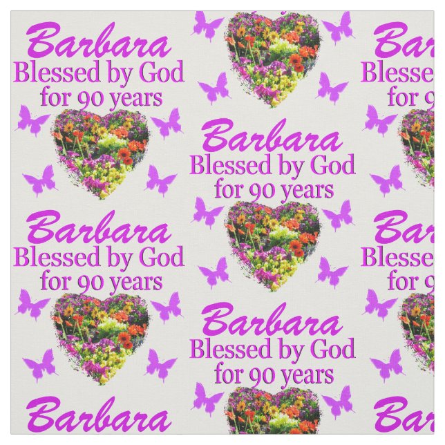SCHÖNE FLORALE PERSONALISIERT 90. GEBURTSTAG FABRI STOFF (Muster)