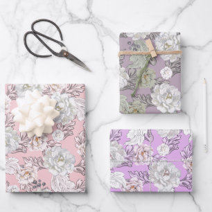 Schöne florale Pfingstrosen und Blätter Geschenkve