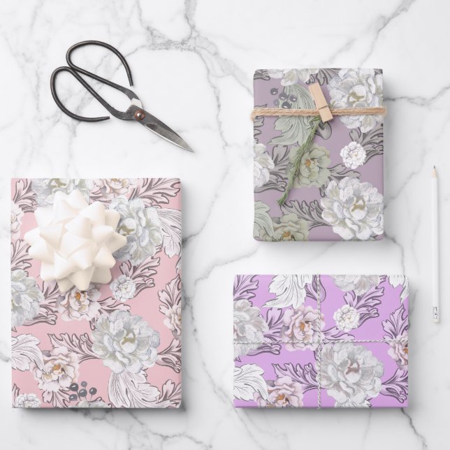 Schöne florale Pfingstrosen und Blätter Geschenkve (Vorderseite)