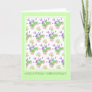 Schöne florale polnische Sprachgruß-Geburtstagskar Karte