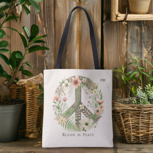 Schöne florale Retro-"Blühe in Frieden"-Friedensze
