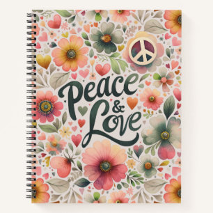 Schöne florale Retro-Frieden-und-Liebe Notizbuch