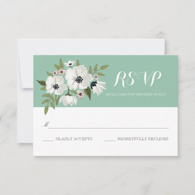 Schöne florale RSVP-Karte - Minze RSVP Karte (Vorderseite)