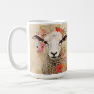 Schöne florale Schafe Kaffeetasse