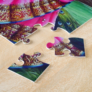Schöne florale vintage Krishna Radha Puzzle