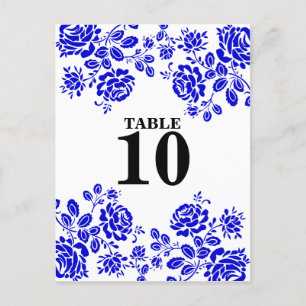 Schöne florals Royal Blue Table Sitzplätze Postkarte