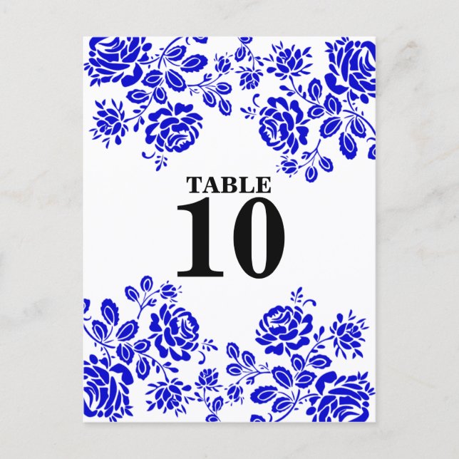 Schöne florals Royal Blue Table Sitzplätze Postkarte (Vorderseite)