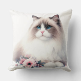 SCHÖNE FLUFFENKATZE MIT RAGDOLL-KATZE MIT BLUME KISSEN
