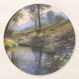 Schöne Flusslandschaft Runder Pappuntersetzer