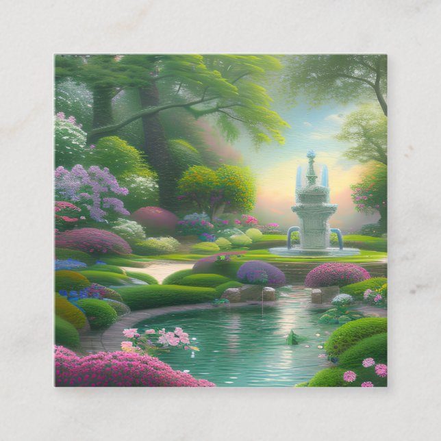 Schöne Fontäne Grafik Quadratische Visitenkarte (Vorderseite)