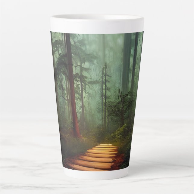 Schöne Forest Path Digitales Kunstwerk Milchtasse (Vorderseite)