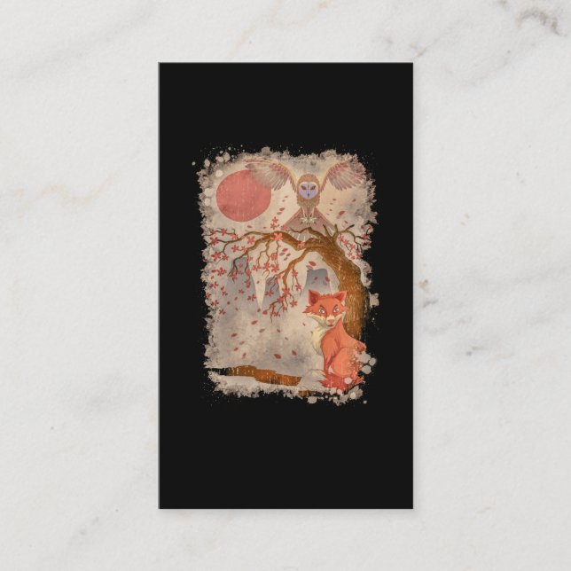 Schöne Fox Owl Tree Natur Lover Visitenkarte (Vorderseite)