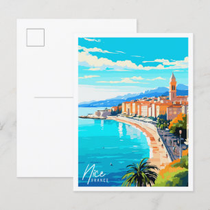 Schöne Frankreich Vintage-Reiseillustration Postkarte