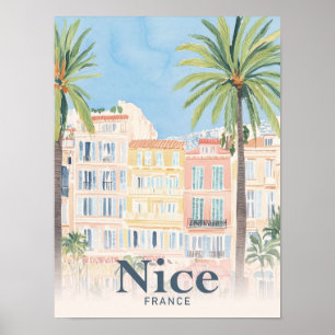 Schöne Frankreich-Wasserfarbenmalerei Reise Poster
