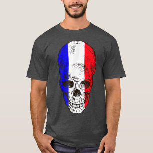 Schöne französische Flagge mit Schädel-T - Shirt