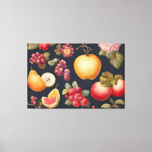 Schöne französische Früchte und rosa Rosen auf sch Leinwanddruck