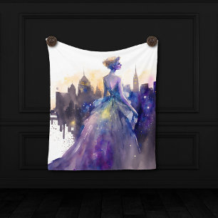 Schöne Frau Abstrakte Stadtprinzessin Fleecedecke