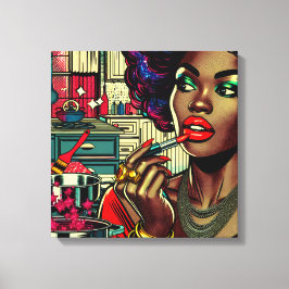 Schöne Frau am Lipstick Leinwanddruck