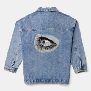 Schöne Frau Auge in vollem Mascara Jeansjacke