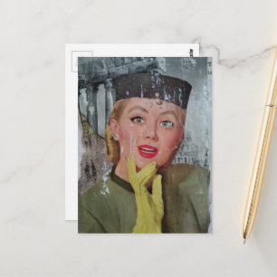 Schöne Frau aus der Ära der 1950er Jahre Collage Postkarte