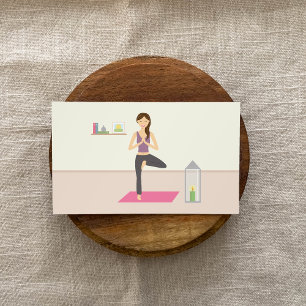 Schöne Frau beim Yoga in einem dekorierten Raum Visitenkarte