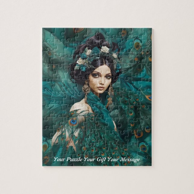 Schöne Frau Boho Pfauenkleid Puzzle (Vertikal)