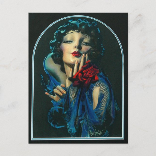 schöne Frau der 20er Jahre Postkarte (Vorderseite)