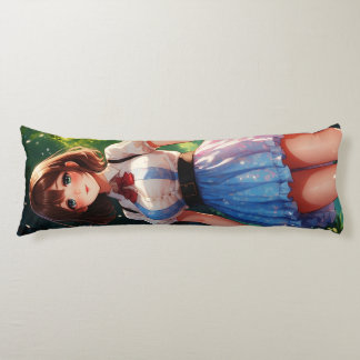 Schöne Frau, die in einem Süßwald spaziert Seitenschläferkissen