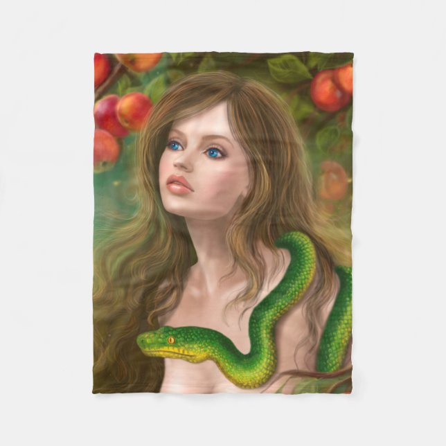 Schöne Frau Eve und Schlange. Fleecedecke (Vorderseite)