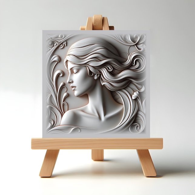 Schöne Frau Fliese (Beautiful Woman in marble on easel display)