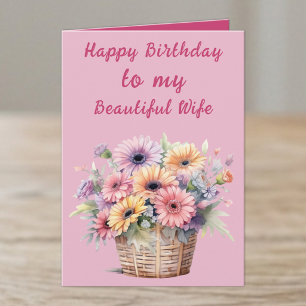 Schöne Frau Gerbera Blumen rosa Geburtstag Karte