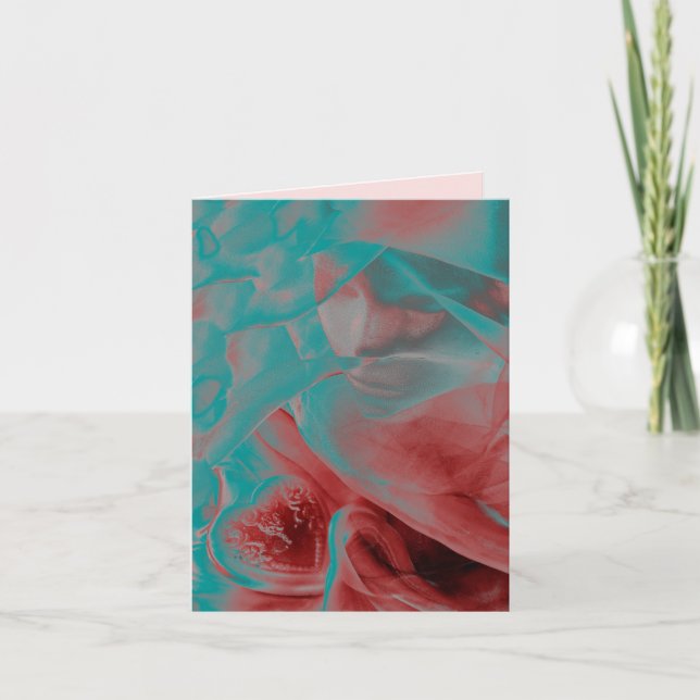 Schöne Frau & Herz blau rosa Rot Valentine Karte (Vorderseite)