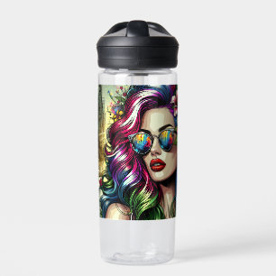 Schöne Frau in der Stadt Personalisiert Trinkflasche