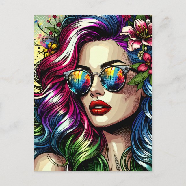 Schöne Frau in der Stadt Postkarte (Vorderseite)