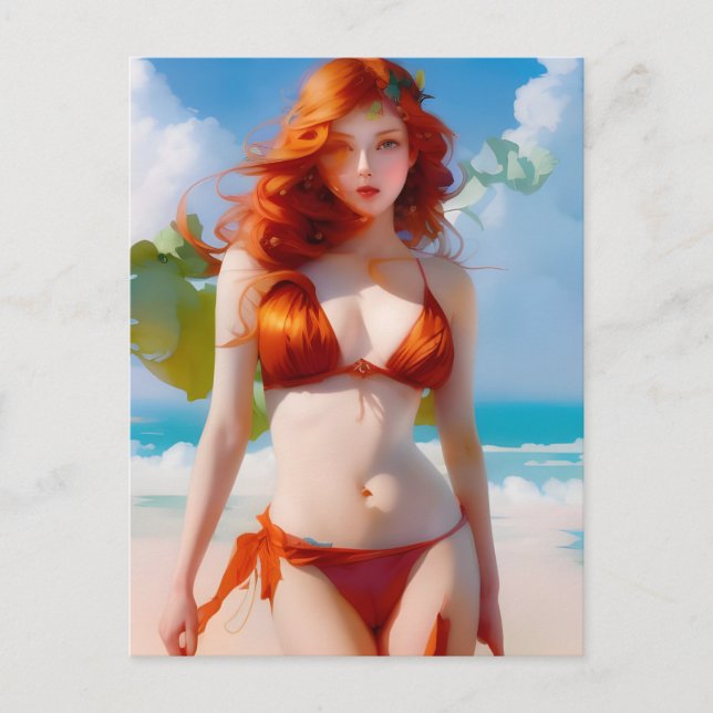 Schöne Frau in einem Bikini Postkarte (Vorderseite)