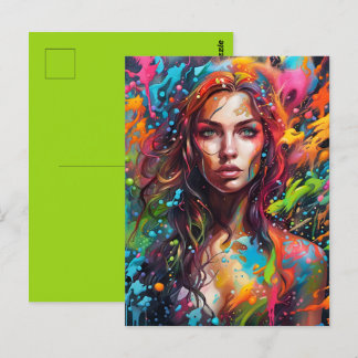 Schöne Frau in Farbe Postkarte