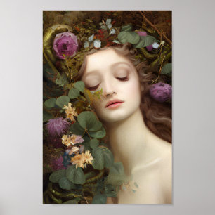 Schöne Frau in farbenfroher Naturmalerei   2   Poster