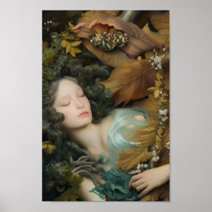 Schöne Frau in farbenfroher Naturmalerei   5   Poster